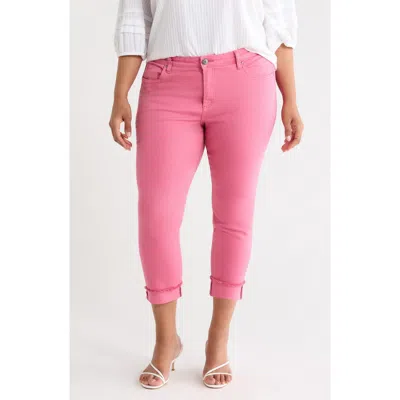 Kut From The Kloth Amy Frayed Crop Slim Straight Leg Jeans In Pink