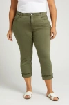 Kut From The Kloth Amy Frayed Crop Slim Straight Leg Jeans In Tree