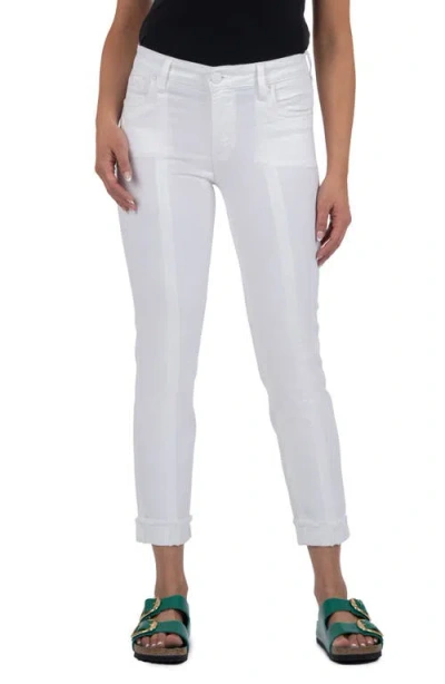 Kut From The Kloth Amy Frayed Seamed Low Rise Crop Slim Straight Leg Jeans