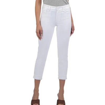 Kut From The Kloth Amy Jeans Women's White Denim Straight Leg Cropped Gbo943