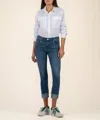 Kut From The Kloth Amy Mid Rise Crop Straight Leg Jeans In Deserving With Darkston Wash