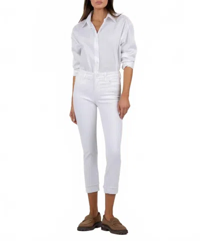 Kut From The Kloth Amy Mid Rise Crop Straight Leg Pants In White