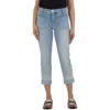 Kut From The Kloth Amy Welt Pocket Low Rise Crop Slim Straight Leg Jeans In Blue