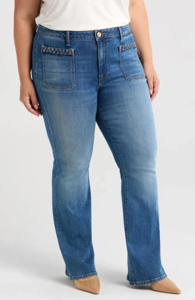 Kut From The Kloth Ana Braid Pocket High Waist Flare Jeans In Fame
