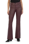 Kut From The Kloth Ana Fab Ab Coated High Waist Flare Jeans In Bordeaux