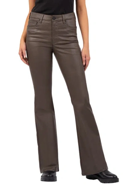 Kut From The Kloth Ana Fab Ab Coated High Waist Flare Jeans In Seal Brown