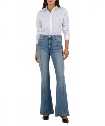 Kut From The Kloth Ana High Rise Fab Ab Super Flare Jeans In Acceptance Wash In Blue