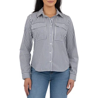 Kut From The Kloth Analeah Stretch Cotton Button-up Shirt In Blue