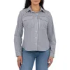 Kut From The Kloth Analeah Stretch Cotton Button-up Shirt In Grey/off White