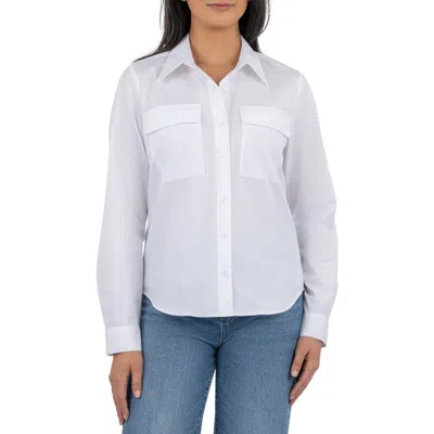 Kut From The Kloth Analeah Stretch Cotton Button-up Shirt In Optic White
