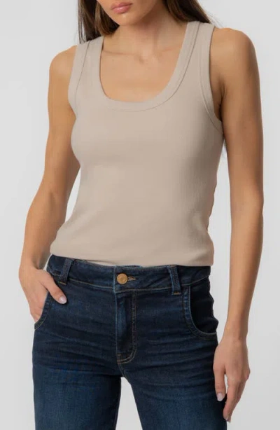 Kut From The Kloth Anastasia Stretch Cotton Blend Rib Tank In Brown