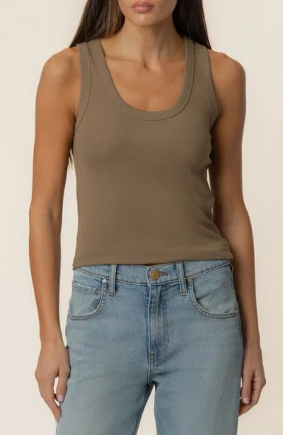 Kut From The Kloth Anastasia Stretch Cotton Blend Rib Tank In Green