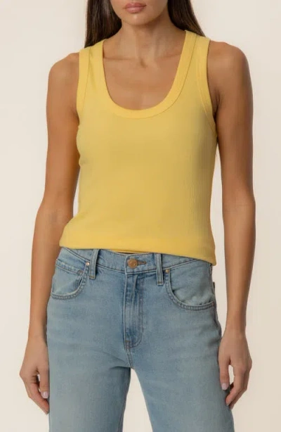Kut From The Kloth Anastasia Stretch Cotton Blend Rib Tank In Yellow