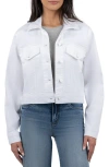 Kut From The Kloth Angela Crop Denim Jacket In Optic White