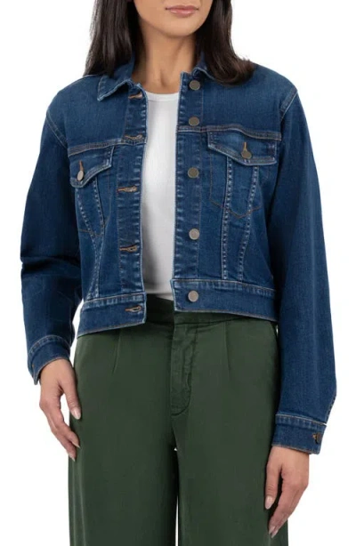 Kut From The Kloth Angela Crop Denim Jacket In Skill Blue