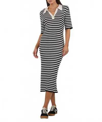 Kut From The Kloth Apollonia Knit Dress In Black White Stripe In Gold