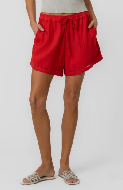 Kut From The Kloth Aria Linen Blend Drawstring Shorts In Red