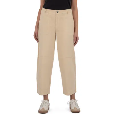 Kut From The Kloth Ashton Crop Barrel Linen Blend Pants In Gold