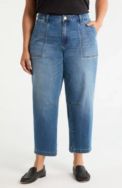 Kut From The Kloth Ashton High Waist Crop Barrel Jeans In Blue