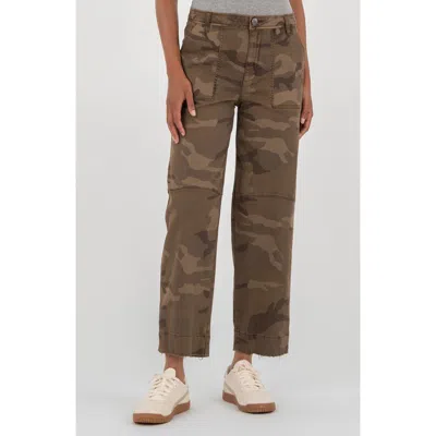 Kut From The Kloth Ashton High Waist Crop Wide Leg Barrel Jeans In Brown