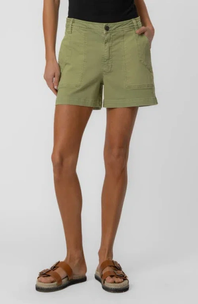 Kut From The Kloth Ashton High Waist Twill Utility Shorts In Green