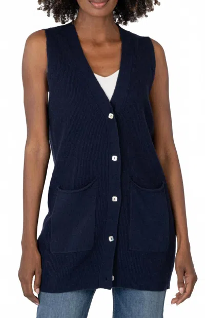 Kut From The Kloth Avalon Cardigan Sweater Vest In Navy