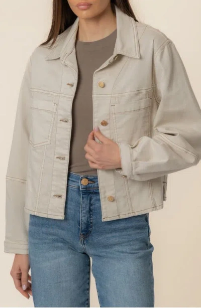 Kut From The Kloth Bailey Topstitch Detail Denim Jacket In Nude