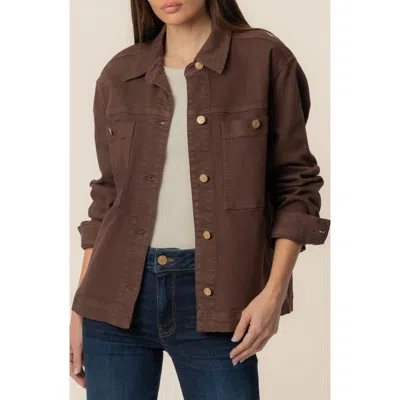 Kut From The Kloth Barb Stretch Cotton Shirt Jacket In Brown