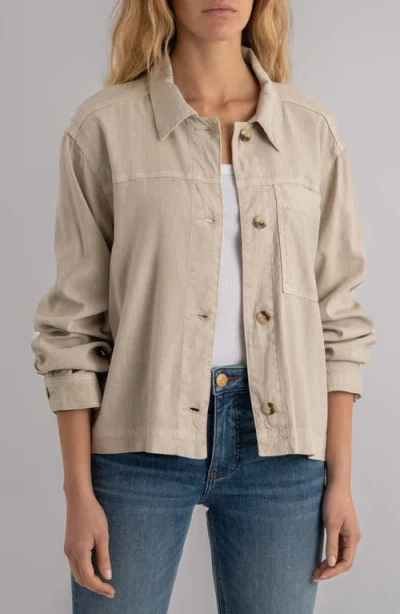 Kut From The Kloth Bellamy Linen Blend Shirt Jacket In Brown
