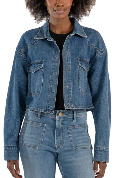 Kut From The Kloth Billie Crop Denim Jacket In Blue