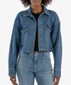 Kut From The Kloth Billie Crop Denim Jacket In Med Base Wash In Blue