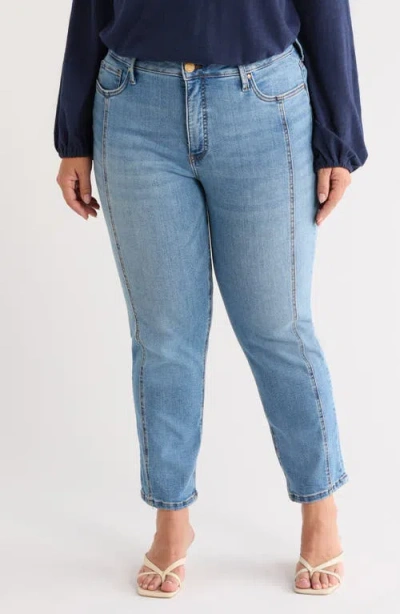 Kut From The Kloth Blair Fab Ab Seamed High Waist Ankle Slim Straight Leg Jeans In Blue