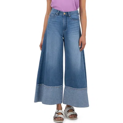 Kut From The Kloth Blake Cuffed High Waist Ankle Wide Leg Jeans In Medium Wash