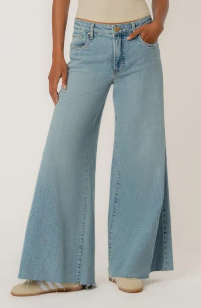 Kut From The Kloth Blake Fab Ab Raw Hem High Waist Super Wide Leg Jeans In Blue