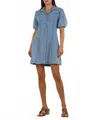 Kut From The Kloth Blanca Denim Mini Shirt Dress In Medium Wash In Blue