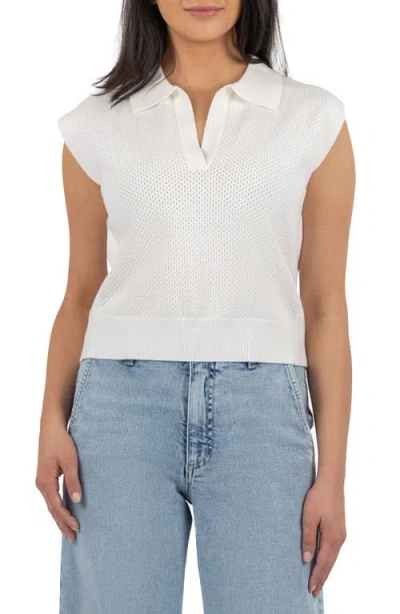 Kut From The Kloth Blanche Cap Sleeve Pointelle Polo