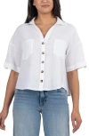 Kut From The Kloth Breland Boxy Linen Blend Button-up Shirt In Optic White