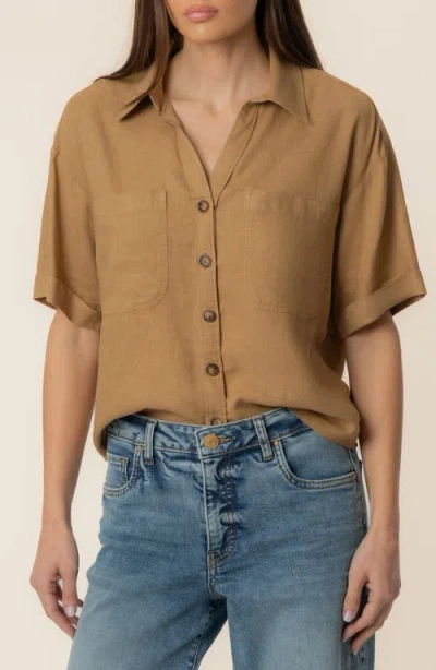 Kut From The Kloth Brianna Boxy Shirt In Brown