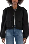 Kut From The Kloth Camilla Crop Twill Bomber Jacket In Black In Black