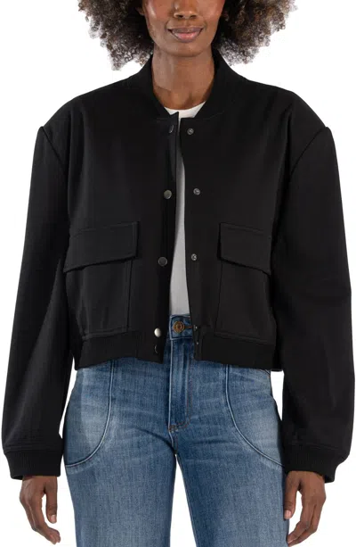 Kut From The Kloth Camilla Crop Twill Bomber Jacket In Black