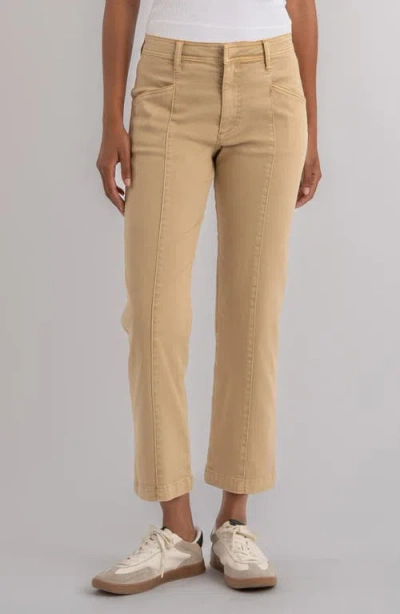 Kut From The Kloth Camry Seamed High Waist Crop Straight Leg Pants In Brown