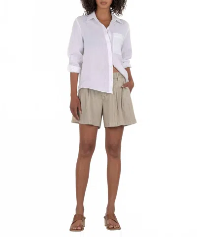 KUT FROM THE KLOTH CATALINA LINEN PLEATED SHORT IN WHEAT