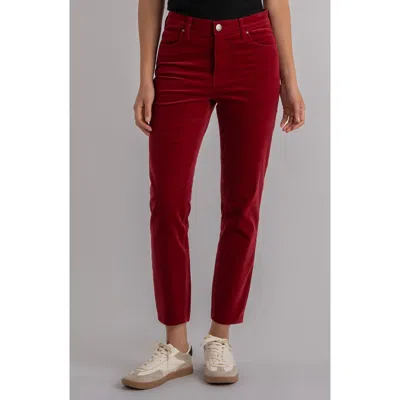 Kut From The Kloth Charlize Ankle Cigarette Velvet Pants In Red