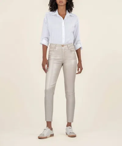 Kut From The Kloth Charlize Coated Cigarette Leg Jeans In Rose Gold In Multi
