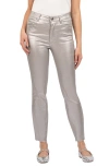 Kut From The Kloth Charlize Coated High Waist Raw Hem Cigarette Jeans In Dark Silver