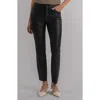 Kut From The Kloth Charlize Coated Raw Hem Ankle Cigarette Jeans In Black