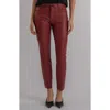 Kut From The Kloth Charlize Coated Raw Hem Ankle Cigarette Jeans In Red