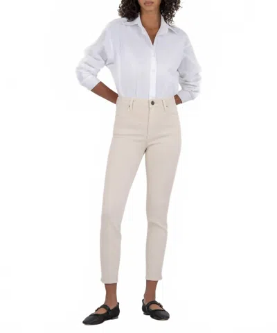 KUT FROM THE KLOTH CHARLIZE HIGH RISE CIGARETTE LEG PANTS IN ECRU