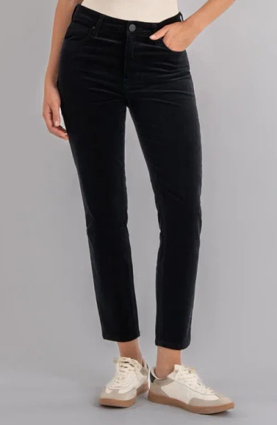 Kut From The Kloth Charlize High Waist Velvet Ankle Cigarette Pants In Black