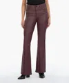 Kut From The Kloth Coated High Waist Flare Denim Jeans In Burgundy